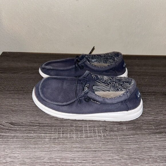 Hey Dude Wally Navy Lightweight Slip On Casual Comfort Shoes Youth Size 3 - Picture 5 of 8